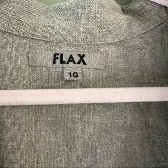 Flax Button Down Shirt Jacket Linen Size 1G 1X open jacket tan neutral - Picture 3 of 5